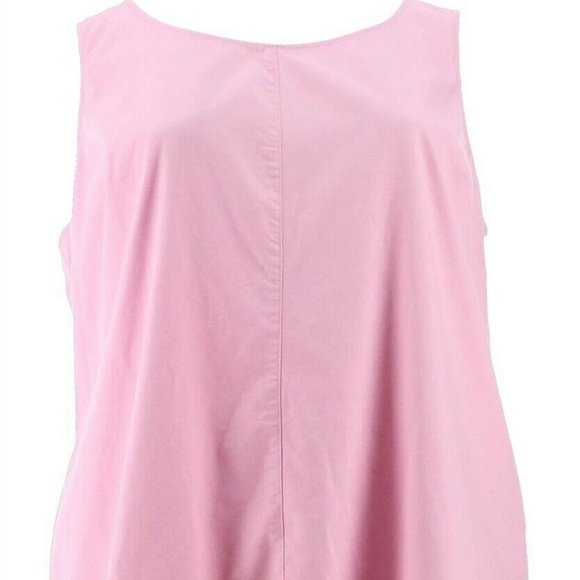 NWT JOAN RIVERS PINK REGULAR LENGTH SLEEVELESS DENIM DRESS WITH FLOUNCE MEDIUM - Picture 3 of 12